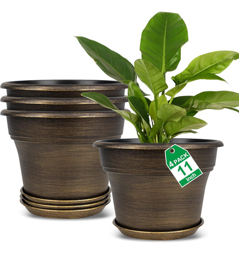 Maceta Con 4 Jardineras De 11 Pulgadas, Maceta De Plástico P