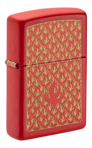 Zippo Encendedor Patron De Flamas Rojo Con Kit Insumos