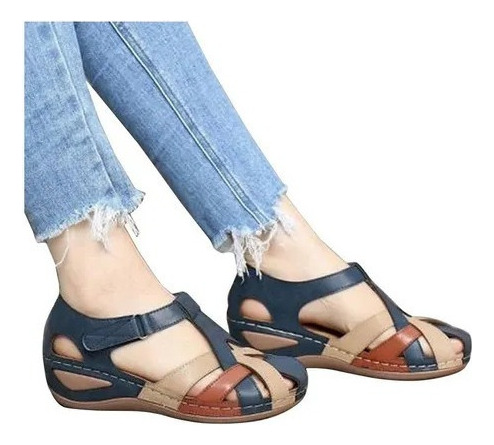Sandalias Ortopédicas De Dedo Redondo Retro Zapatos De Mujer