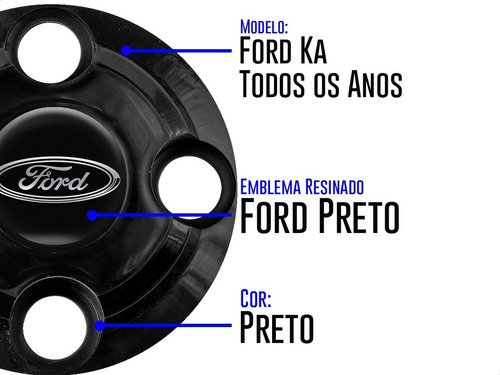 Imagem 6 de 7 de Jogo Calotinhas Centrais Ford Ka Fiesta Aro 13 14 15 4x108