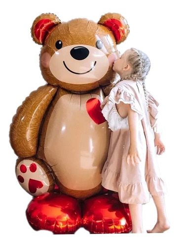 Globos De Oso Con Corazón Gigante Fiesta Decorar 91cm