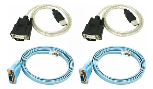 2 Juegos De Cables De Red Rj45, Cable Serial Rj45 A Db9 Y Rs