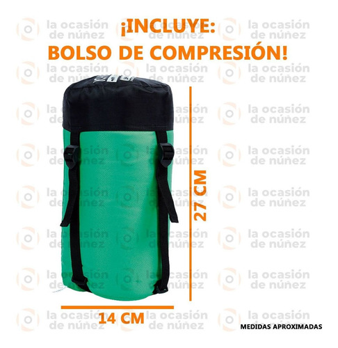 Imagen 3 de 7 de Bolsa De Dormir Waterdog Momia Capucha Bolso Compresion