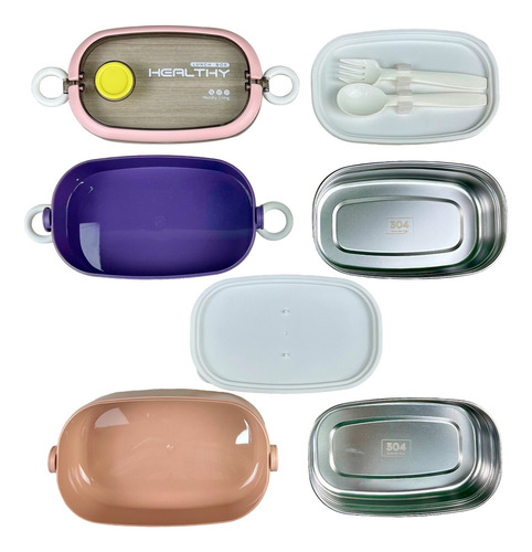 Lonchera Lunch Box 9 Pzas Charolas Acero Inox Desmontables