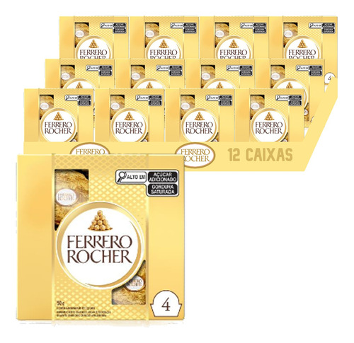 Bombom Ferrero Rocher 50g (12 Caixas - 48 Bombons) Kit