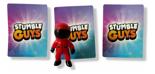 Figura 7cm Astronauta Red  Stumble Guys + 3 Tarjetas Al Azar