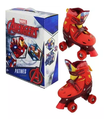 Patines En Línea Avengers Color Rojo Ajustables Para Niños