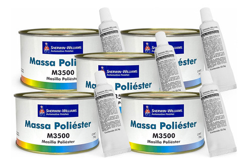 Kit 5 Massa Poliester M3500 Sherwin-williams 750g