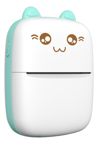 Mini Impresora Térmica Recargable Bluetooth Gatito Celeste