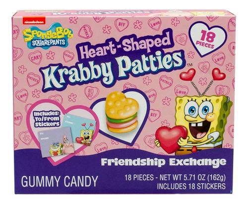 Dulces Americanos Bob Esponja San Valentin Caja 18 Piezas