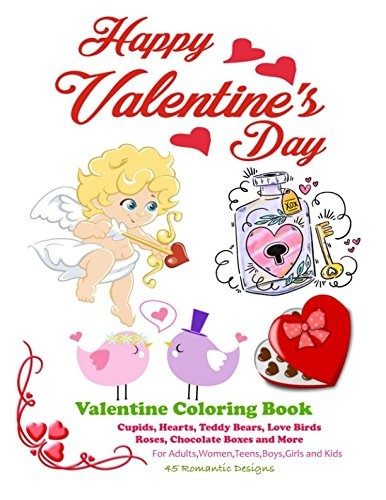 Happy Valentines Day Valentine Coloring Book Cupids, Hearts,