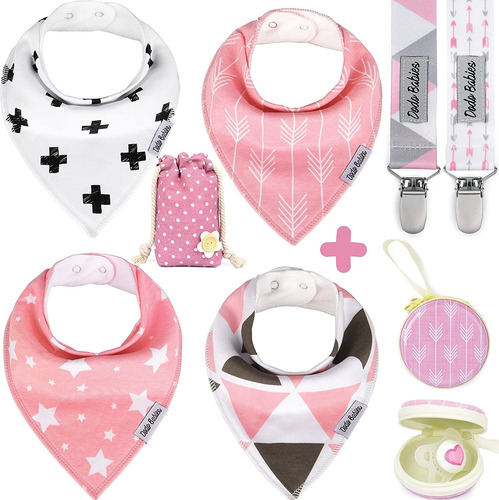 Dodo Baberos Para Bebes + 2 Clips Para Chupete + Funda Para