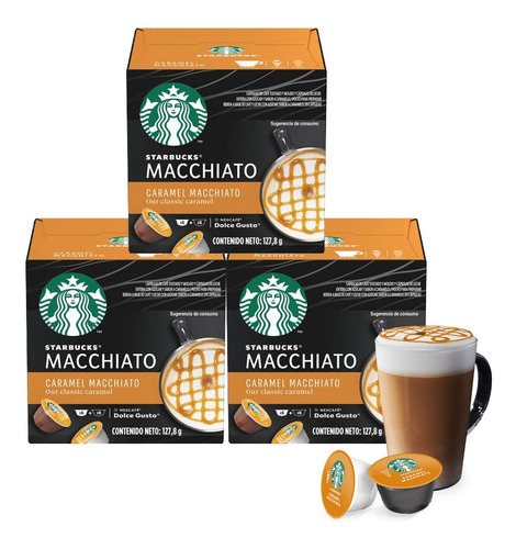 Pack 3 Unidades -  Cápsulas Café Starbucks Caramel Machiatto