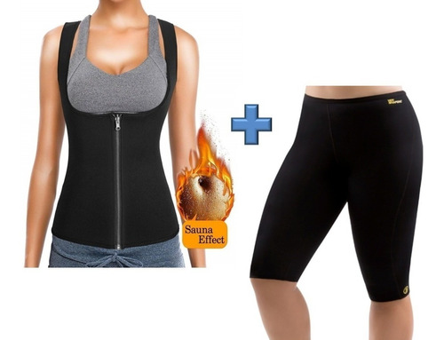 Conjunto Fitness Calza Y Musculosa  Hot Shapper De Neopreno