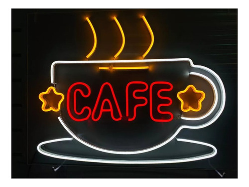 Letrero Led Neon Cafe Con Caza Caliente 60*45cm Luminoso