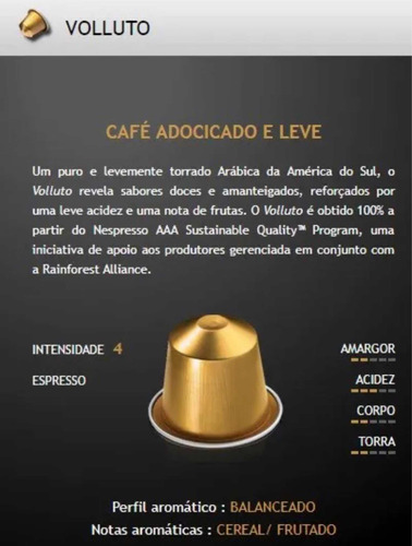 Cápsula Café Nespresso Espresso Volluto Original 10 Cápsulas