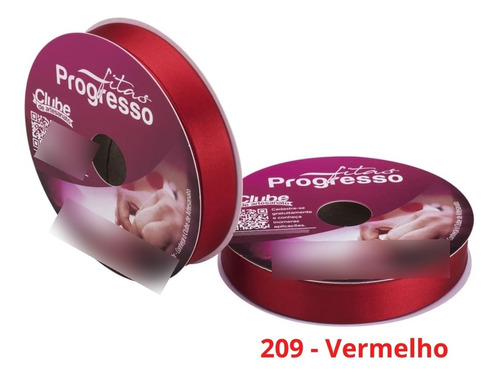 Fita Cetim Nº5 22 Mm Rolo Com 50 Metros Progresso Cor 209 - Vermelho