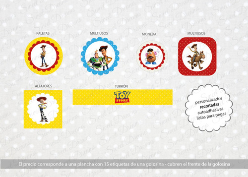 Stickers De Toy Story Cortados Para Candy Bar O Mesa Dulce