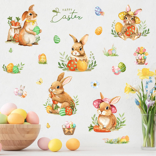 Adhesivo De Vidrio De Pascua Con Forma De Conejo De Pascua,