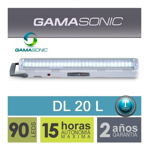 Imagen 5 de 5 de Luz de emergencia Gama Sonic DL20 L LED con batería recargable 220V blanca