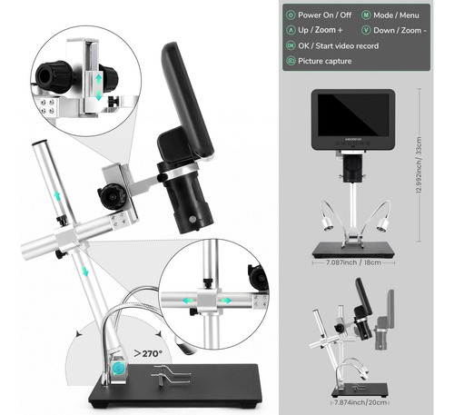 Microscopio Digital Andonstar Ad246-m 1080p Fhd 500x Con 3 L