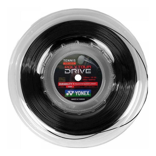 Cuerda De Tenis Yonex Poly Tour Drive 16l/1.25mm Negra 200 M