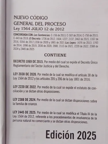 Código Del Proceso, Civil, Y Código De Comercio Edición 2025