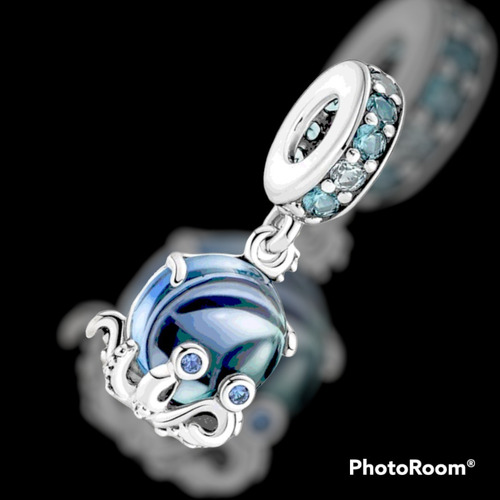 Charm Colgante Pulpo Tierno De Cristal Murano Color Azul
