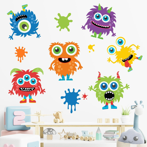 Calcomanías De Pared De Monstruos Lindos De Mfault Calcomaní