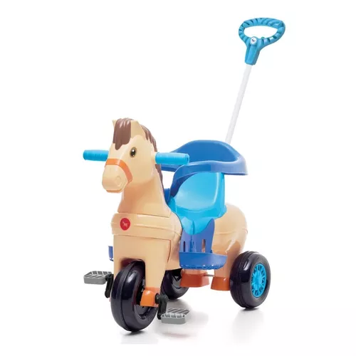 Triciclo Motoca Infantil Azul Bebê Menino Póto Som Cavalinho