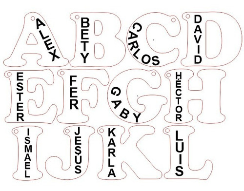 35 Acrílicos De Letras Para Llavero Abecedario (6 Cm X 6 Cm)
