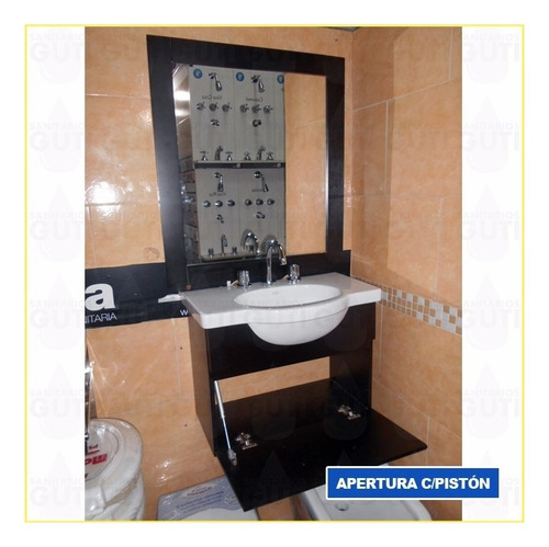 Juego Baño Vanitory Venecia Wengue 64 Griferia Espejo 70x70