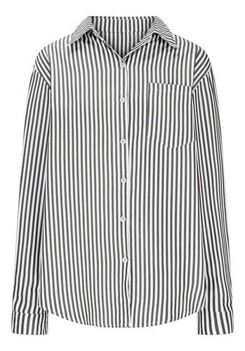 Camisa C A Rayas Con Botones Para Mujer, Vestido Casual De M