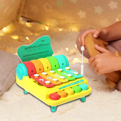 Xilófono 2 En 1 Para Niños, Juguetes 5 Claves Amarillo