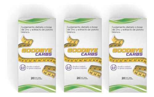 Suplemento en comprimido Goodbye Carbs  suplemento Dietario Goodbye carbs zinc en caja 20 un pack x 3 u