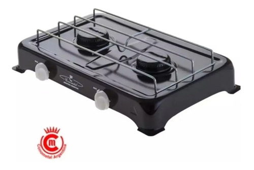 Imagen 2 de 4 de Anafe A Gas 2 Hornallas Cocina Gas Envasado Negro 202037
