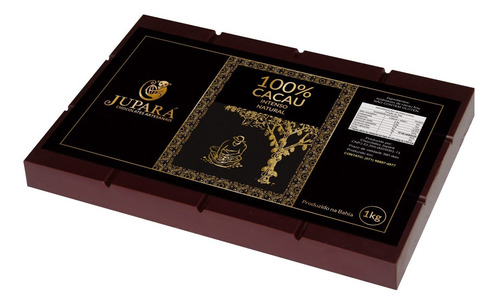 Chocolate Puro, Natural 100% Cacau - Barra 1kg (sem Açúcar)