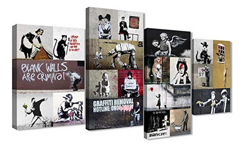 Banksy - Lienzo Enmarcado Para Pared Diseño De Collage