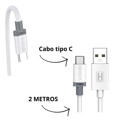 Cabo 2 Metro Tipo C Compatível Samsung M14 M34 M54 M15 M55