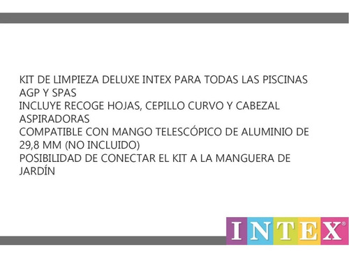 Imagen 2 de 5 de Kit Limpieza Pileta Intex Rastrillo + Cepillo + Aspiradora