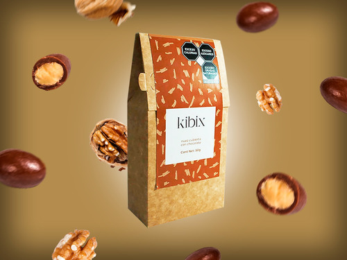 Nuez Con Chocolate Semi Amargo 50g Kibix (1 Caja/8 Pzas)