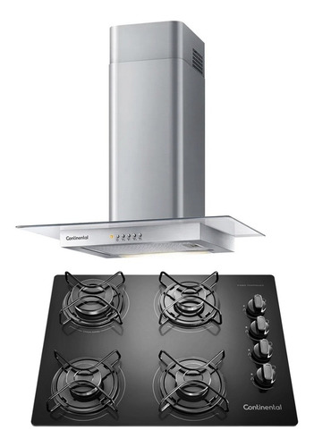 Imagen 1 de 6 de Pack Continental Anafe 4 Hornallas Campana 60cm Fama