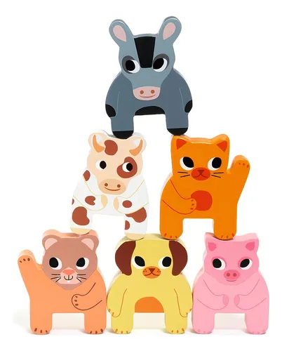 Tren Arrastre Madera Con Animales De Granja Djeco +18 Meses