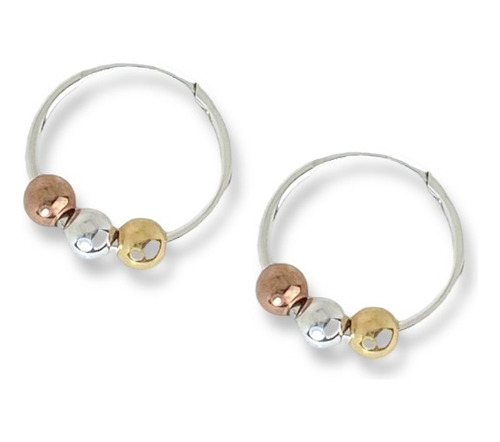 Aros Argollas Cubanos Con Bolitas De Plata 925 (ma906)
