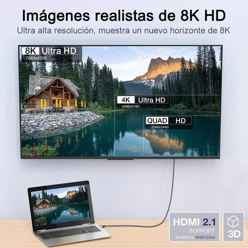 X 1 Metro Cable Hdmi 2.1 VĂdeo 4k 120hz 8k 60hz Ps5 Ps4