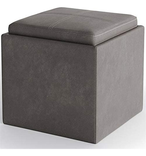 Simplihome Rockwood 17 Inch Wide Square Cube Storage Ottoma.