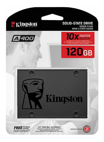 Imagen 1 de 3 de Disco Duro Estado Sólido Kingston 120gb A400