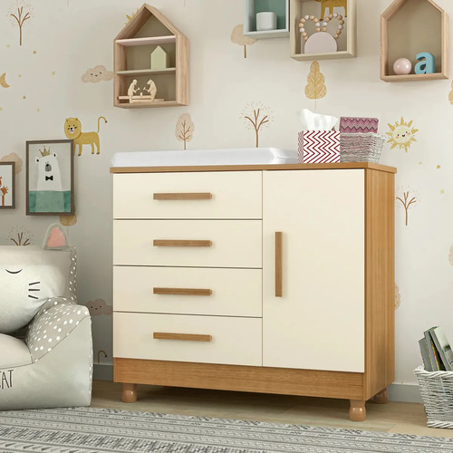 Cômoda Lojas Bela Modular Laqueada 4 Gavetas Cedro-off