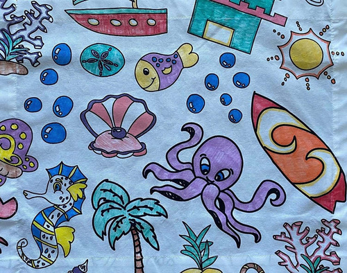 The Coloring Table Oceantime Fun Design - Mantel Cuadrado -
