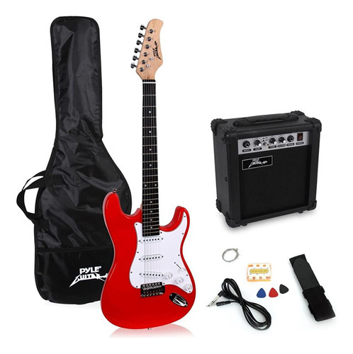 Kit Guitarra Y Amplificador Eléctrica Rojo Pyle-pro Pegkt15r